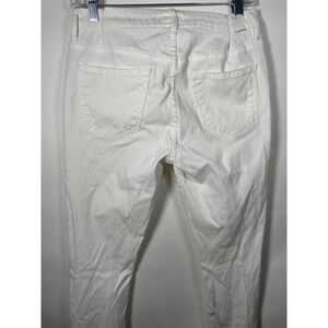MOTHER High Waisted Looker Ankle Fray White Jeans Raw Hem Denim Women's 29